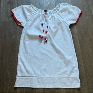 J Crew Embroidered Linen Cotton Pom Pom Cover Up Tunic White